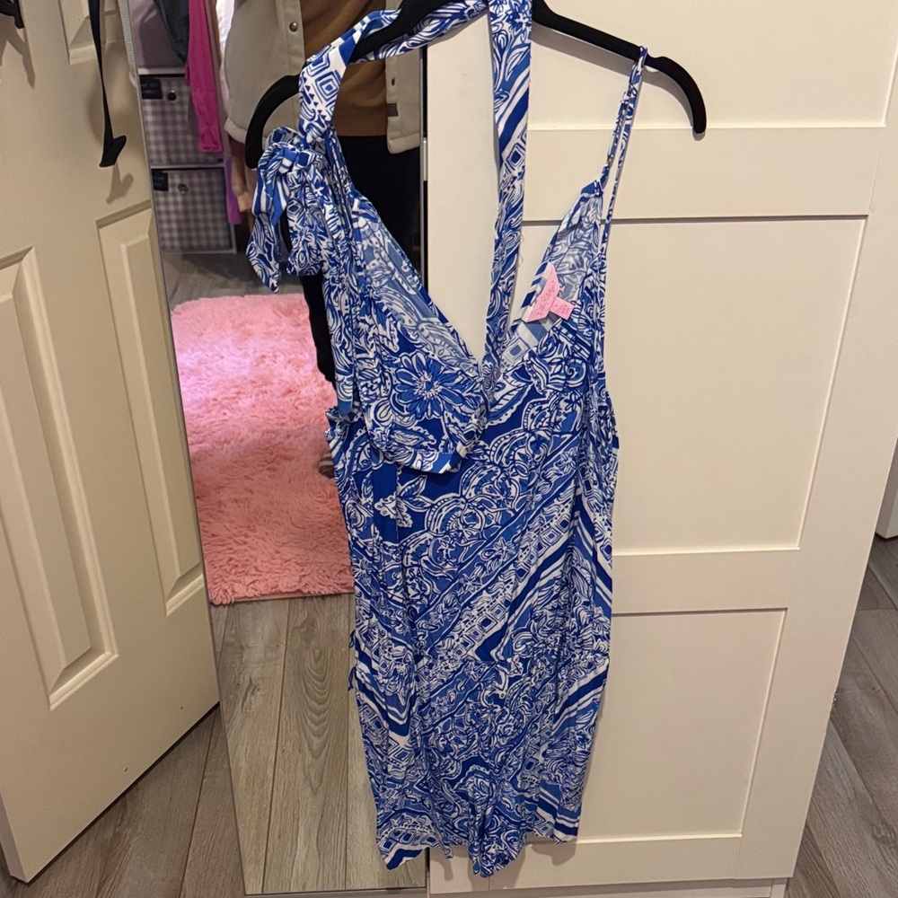 Lilly Pulitzer Blue and White romper with sash belt